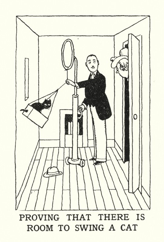 Demostrando que hay espacio para balancear un gato de William Heath Robinson