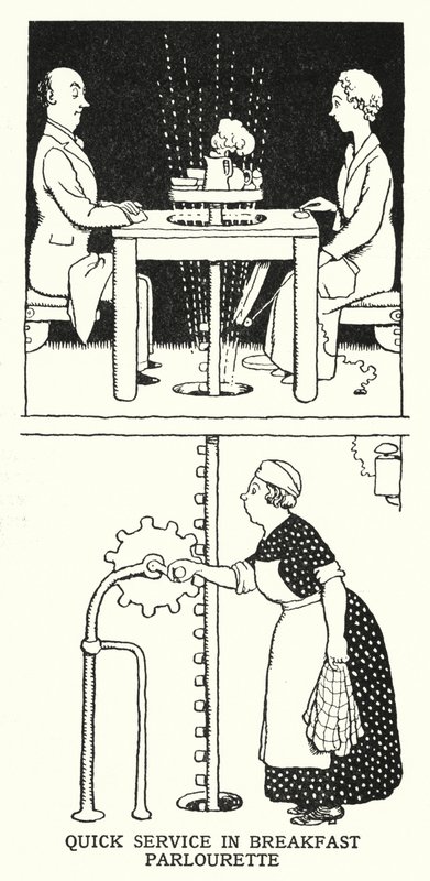 Servicio rápido en el desayunador de William Heath Robinson