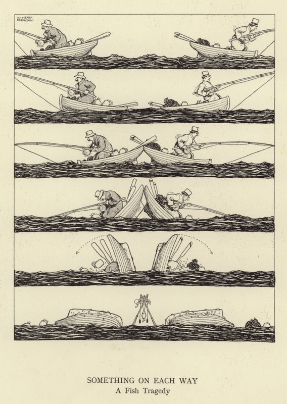 Algo en cada camino, una tragedia de peces de William Heath Robinson
