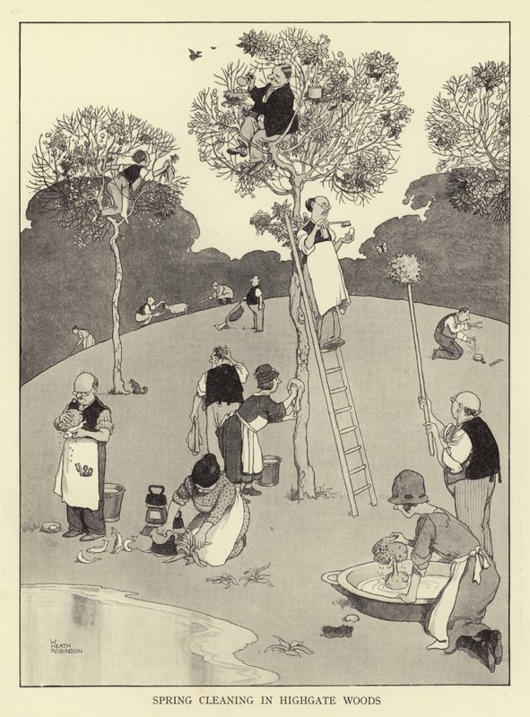 Limpieza de primavera en los bosques de Highgate de William Heath Robinson