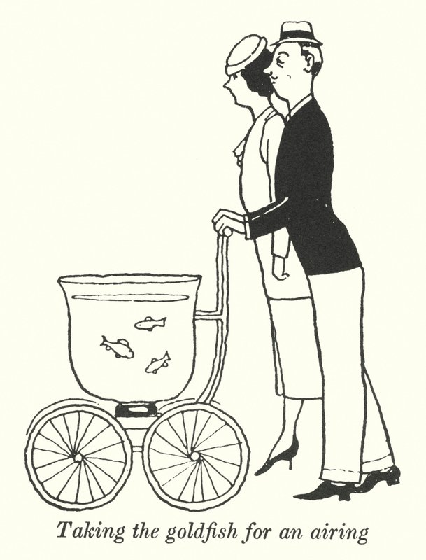Sacando a pasear al pez dorado de William Heath Robinson