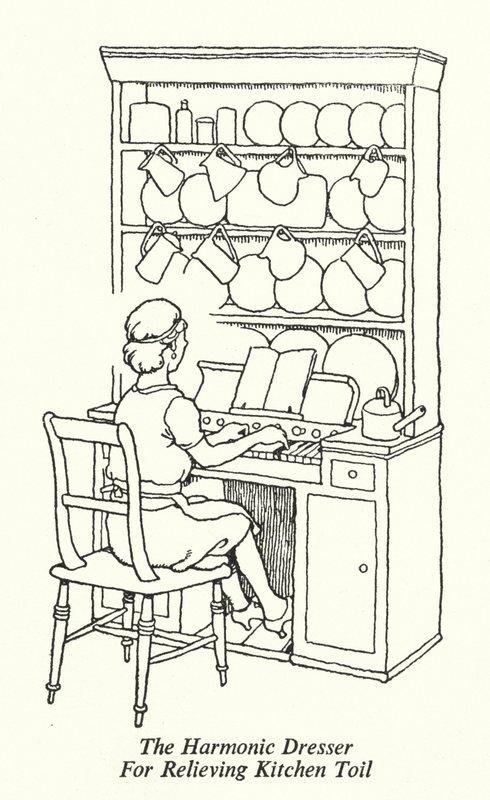 El Vestidor Armónico Para Aliviar el Trabajo de Cocina de William Heath Robinson