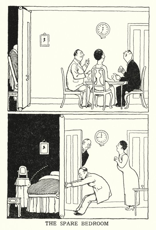 El dormitorio de invitados de William Heath Robinson
