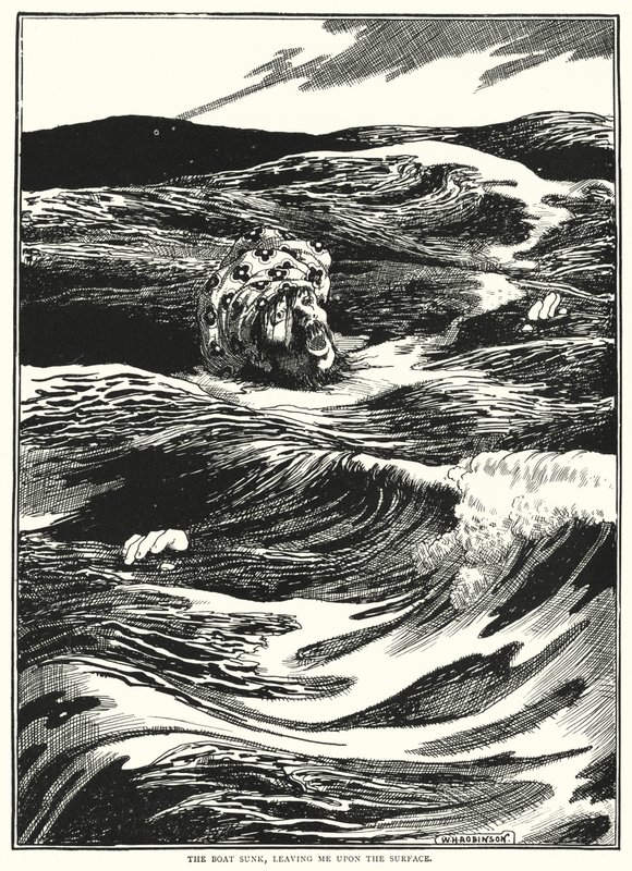 El bote se hundió, dejándome en la superficie de William Heath Robinson