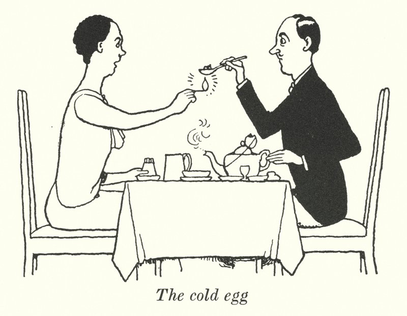 El huevo frío (litografía) de William Heath Robinson