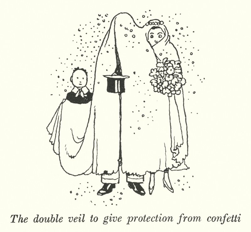 El velo doble para protección contra confeti de William Heath Robinson