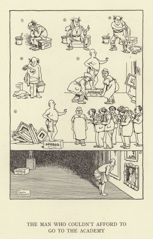 El hombre que no podía permitirse ir a la academia de William Heath Robinson