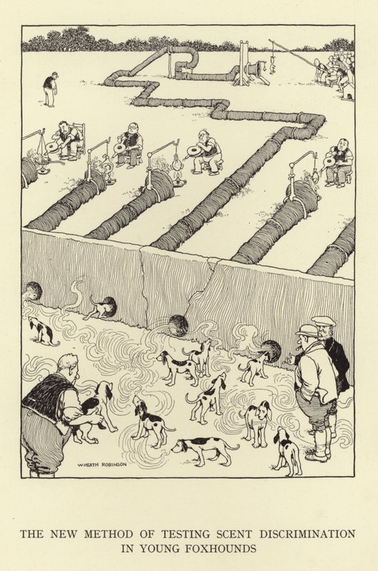 El nuevo método de prueba de discriminación de olores en cachorros de zorro de William Heath Robinson