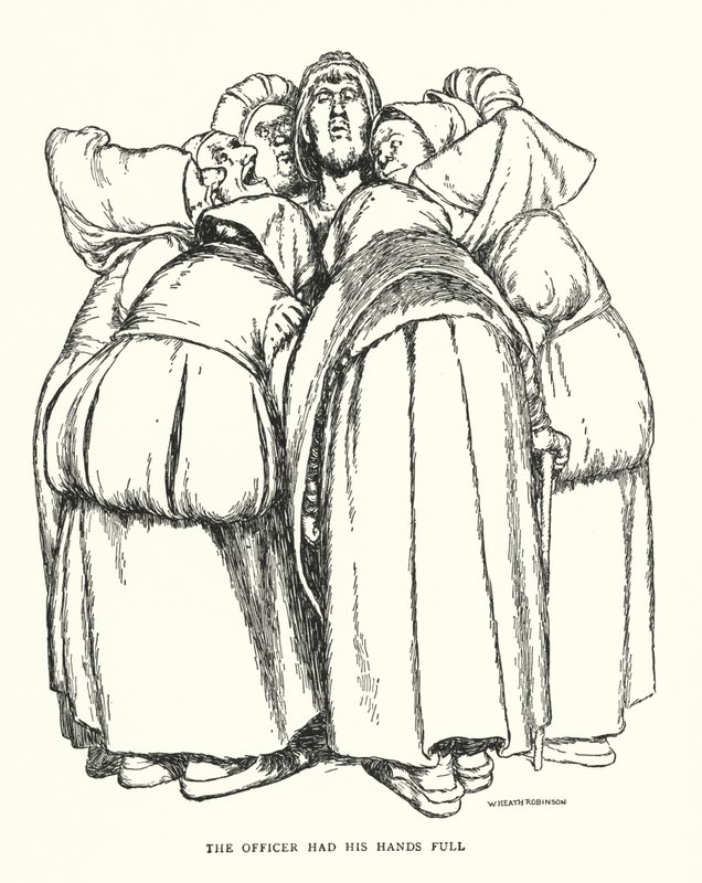 El oficial tenía las manos llenas (litografía) de William Heath Robinson