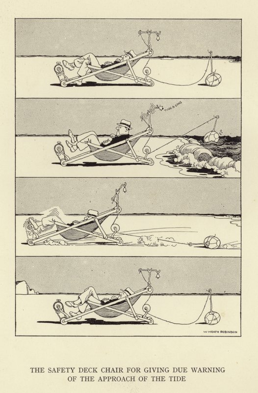 La silla de cubierta de seguridad para advertir de la llegada de la marea de William Heath Robinson