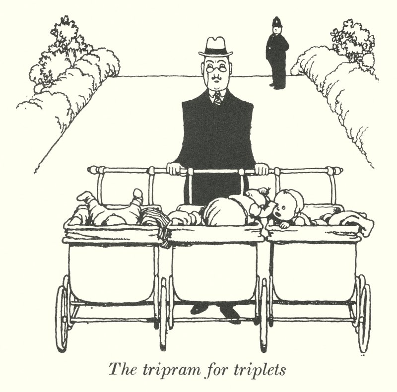El cochecito para trillizos de William Heath Robinson