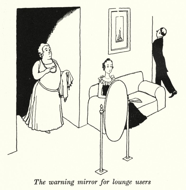 El espejo de advertencia para los usuarios del salón de William Heath Robinson