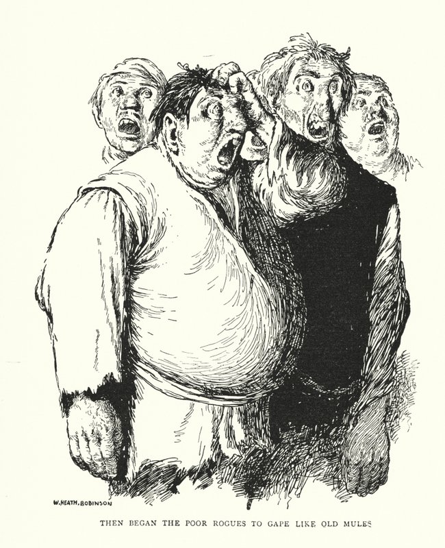 Entonces comenzaron los pobres pícaros a boquear como mulas viejas de William Heath Robinson