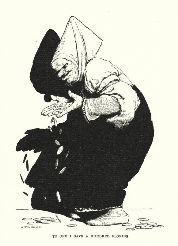 A uno le di cien florines (litografía) de William Heath Robinson