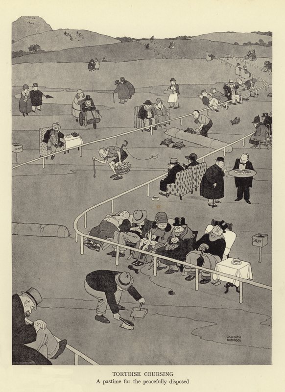 Carrera de tortugas, un pasatiempo para los pacíficos de William Heath Robinson