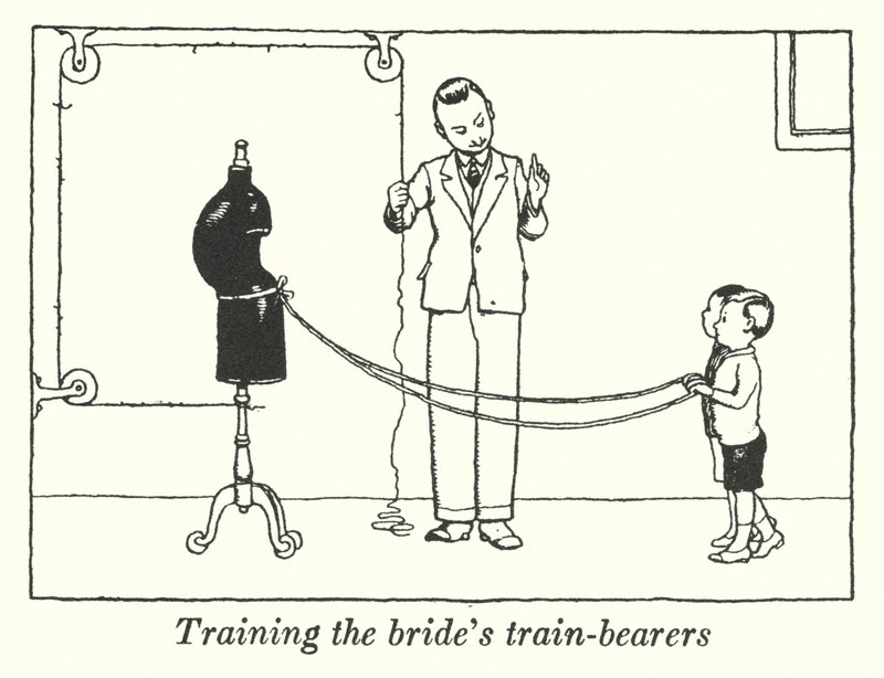 Entrenando a los portadores del tren de la novia de William Heath Robinson