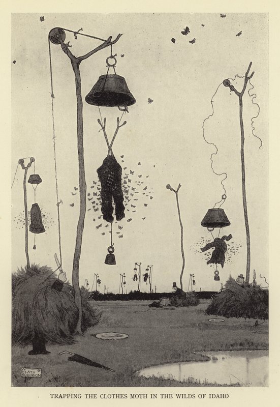 Atrapando la polilla de la ropa en los salvajes de Idaho de William Heath Robinson