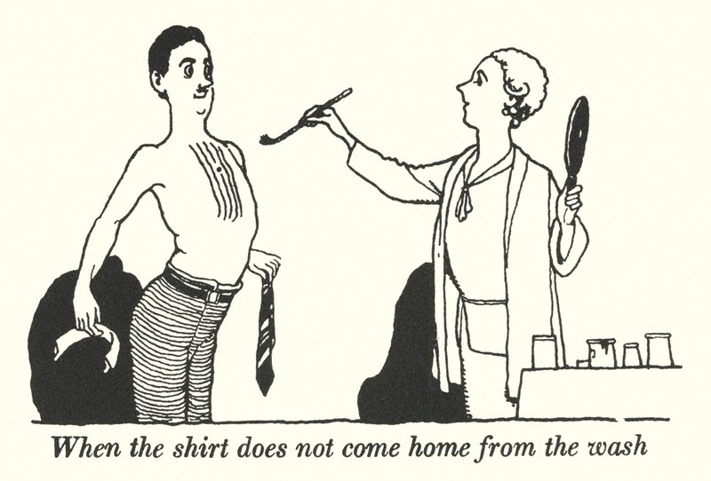 Cuando la camisa no vuelve de la lavandería de William Heath Robinson