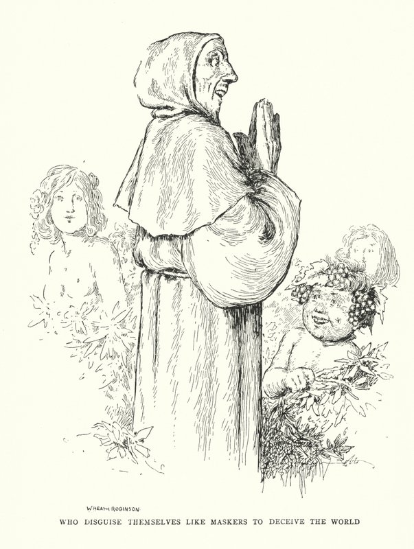 Quienes se disfrazan como enmascarados para engañar al mundo de William Heath Robinson