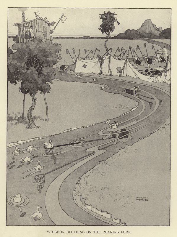 Widgeon engañando en el Roaring Fork de William Heath Robinson