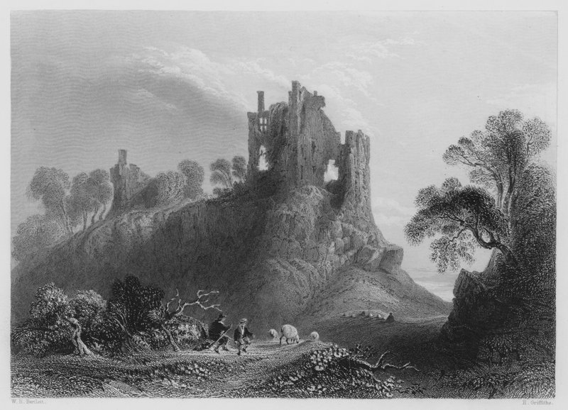 Castillo de Carrigogunnell, cerca de Limerick (grabado) de William Henry (after) Bartlett
