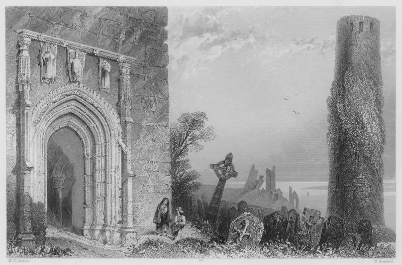 Puerta de entrada del Templo Mc Durmot, Clonmacnoise (grabado) de William Henry (after) Bartlett