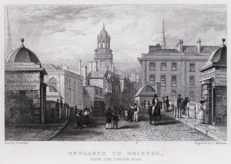 Entrada a Bristol, desde la Carretera de Londres de William Henry (after) Bartlett
