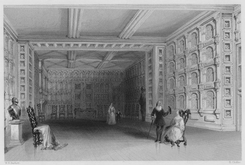 Interior de una habitación en el Castillo de Malahide, Dublín (grabado) de William Henry (after) Bartlett