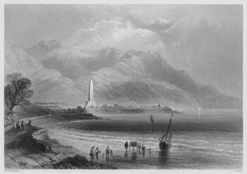 Monumento del General Ross, Ross-Trevor (grabado) de William Henry (after) Bartlett