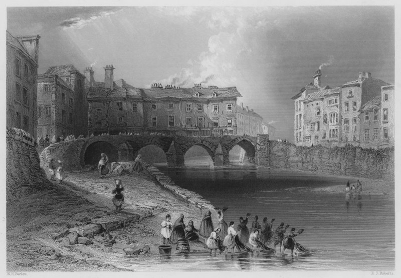 Antiguo Puente de Baal, Limerick, ahora demolido (grabado) de William Henry (after) Bartlett
