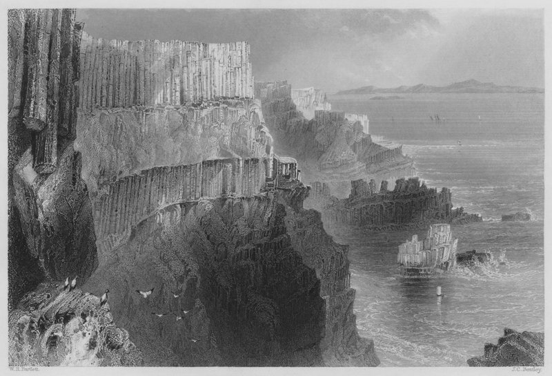 Acantilado Pleaskin, cerca de la Calzada del Gigante, Condado de Antrim de William Henry (after) Bartlett