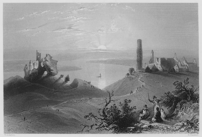Siete iglesias de Clonmacnoise, en el Shannon de William Henry (after) Bartlett