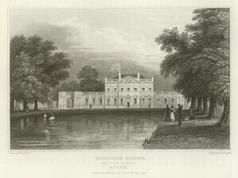 Casa Boreham, Residencia de Sir J Tyrrell, Essex de William Henry Bartlett