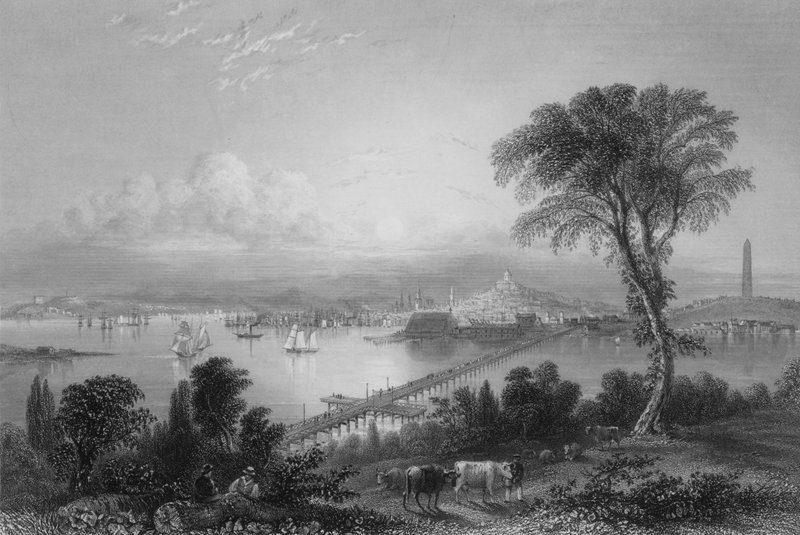 Boston y Bunker Hill (desde el Este) de William Henry Bartlett