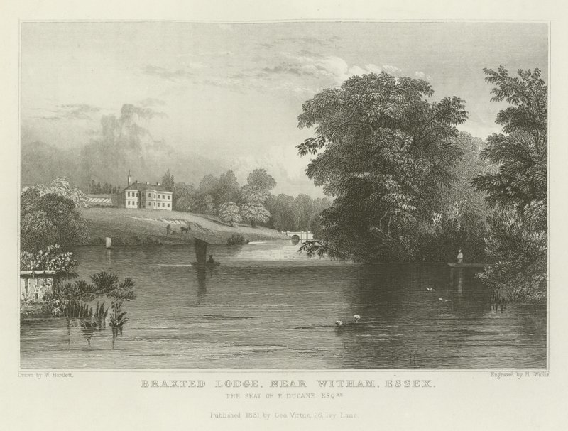 Braxted Lodge, cerca de Witham, Essex, la residencia de P Ducane, Esquire de William Henry Bartlett