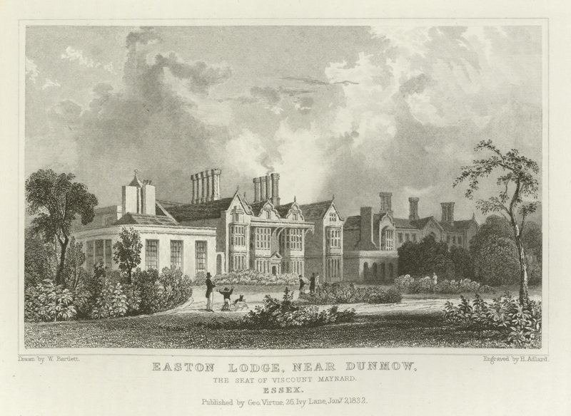 Easton Lodge, cerca de Great Dunmow, la residencia de Viscount Maynard, Essex de William Henry Bartlett