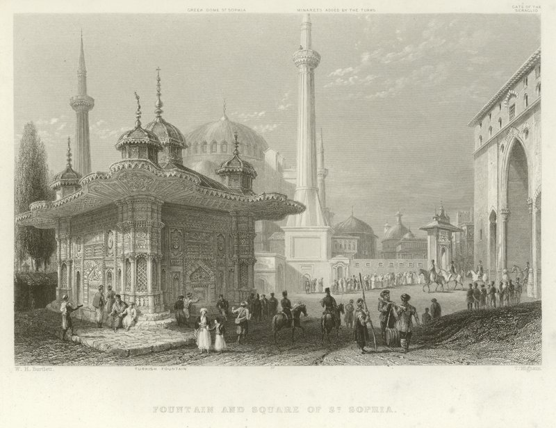 Fuente y plaza de Santa Sofía, Constantinopla de William Henry Bartlett