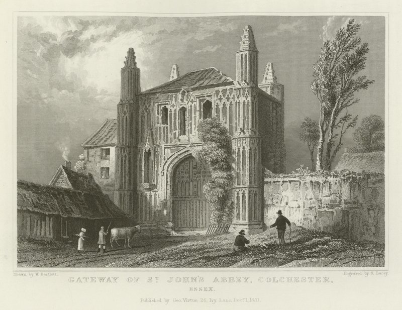Puerta de la Abadía de San Juan, Colchester, Essex de William Henry Bartlett