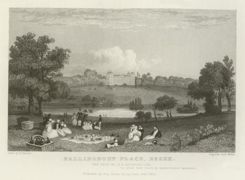 Hallingbury Place, Essex, la residencia de J A Houblen, Esquire de William Henry Bartlett