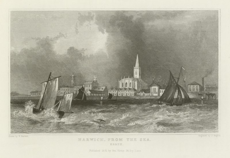 Harwich, desde el Mar, Essex de William Henry Bartlett