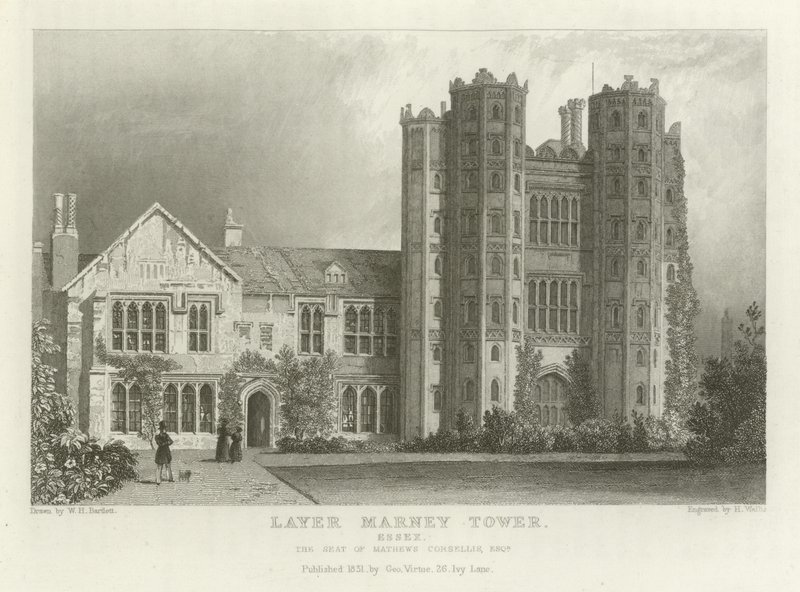 Torre Layer Marney, Essex, la residencia de Mathews Corsellis, Esquire de William Henry Bartlett