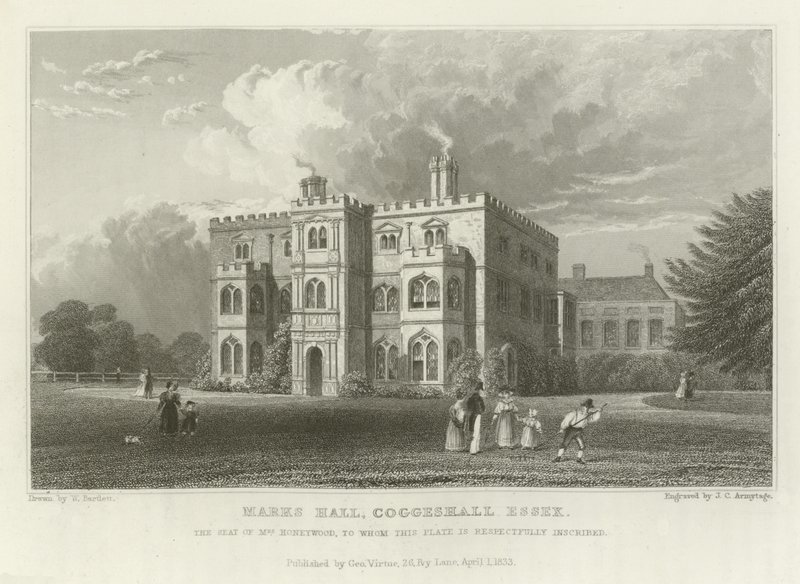 Marks Hall, Coggeshall, Essex, la Residencia de la Sra. Honeywood de William Henry Bartlett