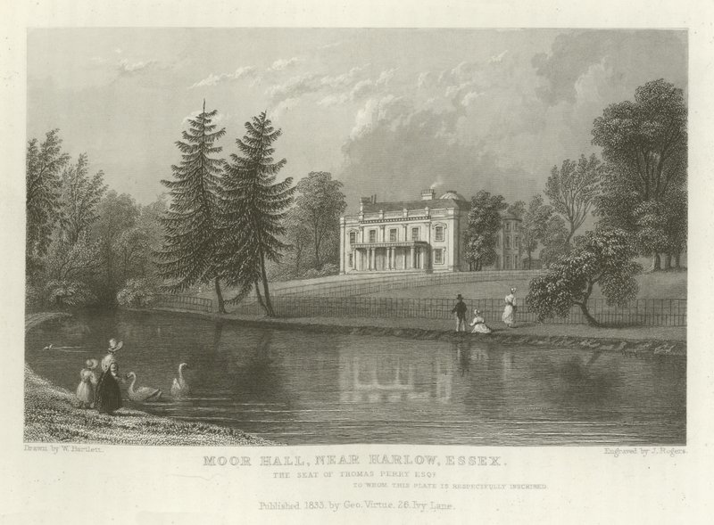 Moor Hall, cerca de Harlow, Essex, la residencia de Thomas Perry, Esquire de William Henry Bartlett