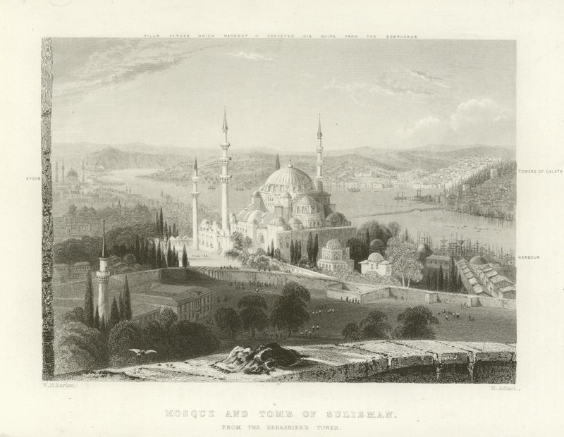 Mezquita y Tumba de Suleiman, Constantinopla de William Henry Bartlett
