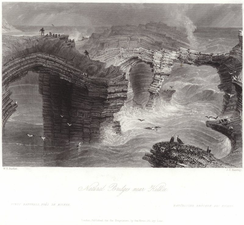 Puentes naturales cerca de Kilkee de William Henry Bartlett