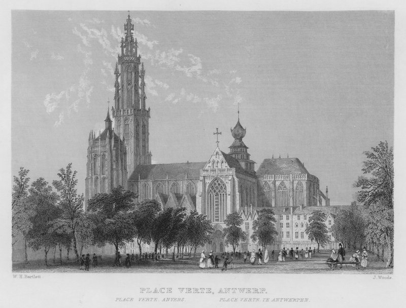 Place Verte, Amberes de William Henry Bartlett