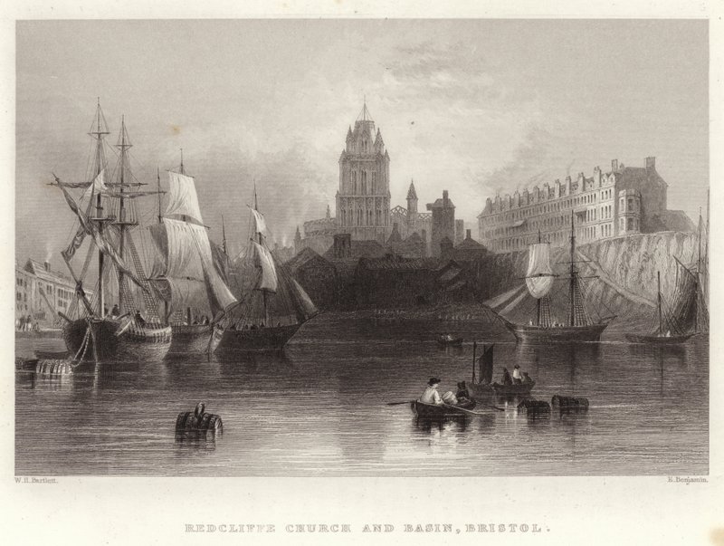 Iglesia y cuenca de Redcliffe, Bristol de William Henry Bartlett