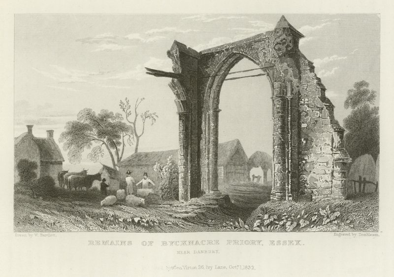 Restos del Priorato de Bycknacre, Essex, cerca de Danbury de William Henry Bartlett