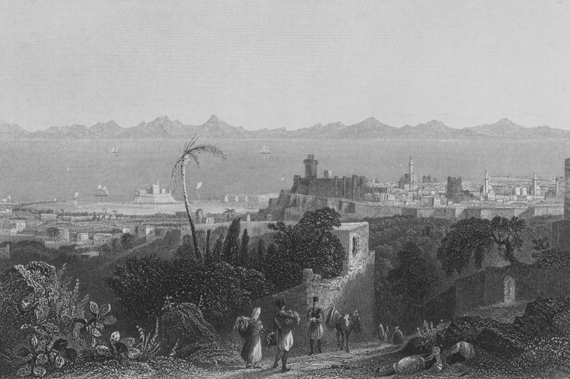 Rodas, desde las alturas, cerca de la Villa de Sir Sidney Smith de William Henry Bartlett