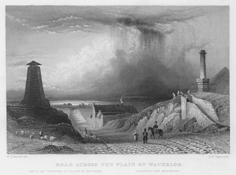 Camino a través de la Llanura de Waterloo de William Henry Bartlett